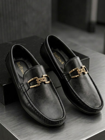 Premium Leather Chain-Link Loafers L-5038